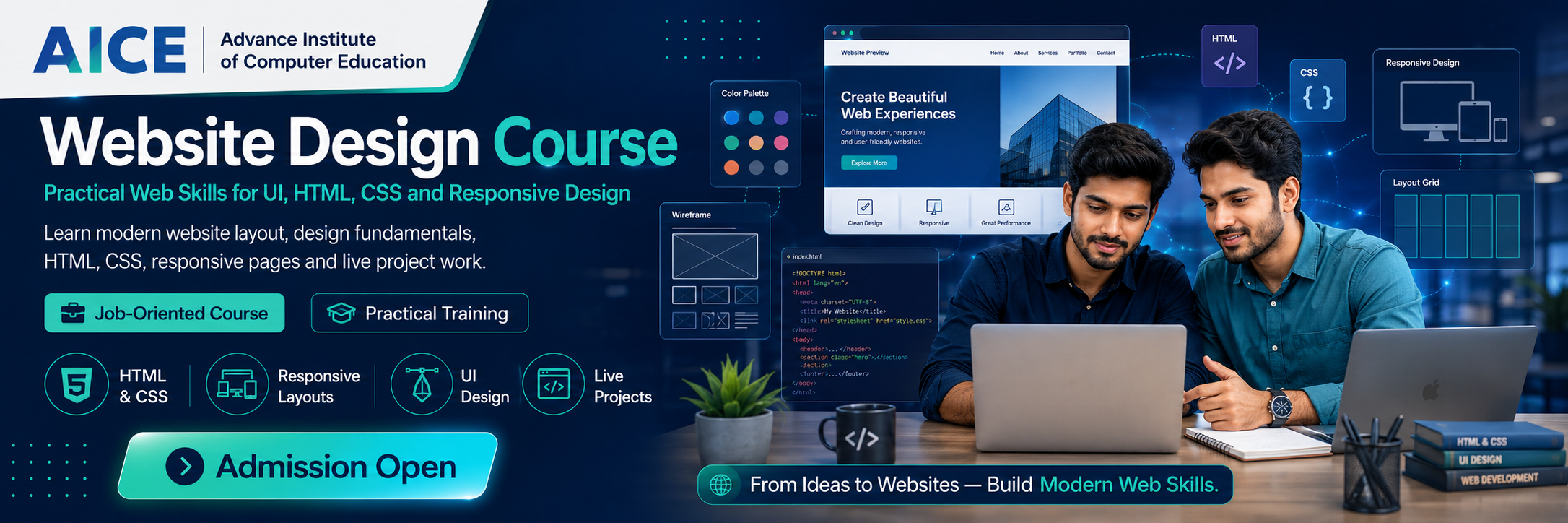 Web design and digital skills course banner